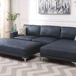 Vegan Leather Sectional W/ Free Matching Ottoman 