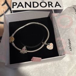 Pandora Bracelet & 2 Charms 