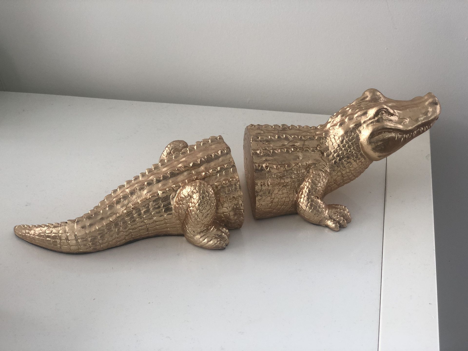 CB2 Gold Alligator Bookends - Stylish Decor in NY