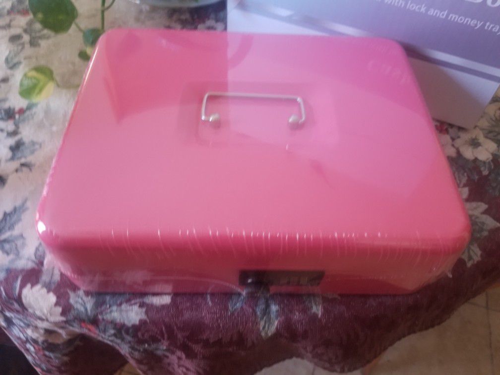 Pretty "Hot Pink" Cash Box Register Safe, Combination Lock, Brand New in Box. Available Red & Black Color.