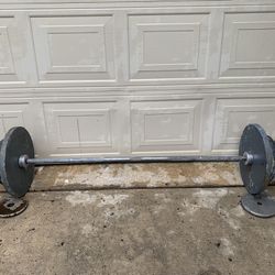 300(+?) Lbs Barbell And Weight Set With Collars #1