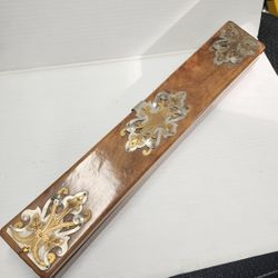 Gorgeous antique wooden padded instrument box with metal ornament