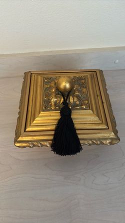 Gold Ornate Decorative Box with Tassel