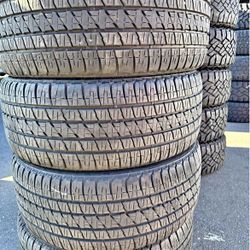 275/55/20 Brigestone vendo un set de llantas usadas excelente condiciones de vida las 4 ✅🤩I am selling a set of used tires, all 4 in excellent living