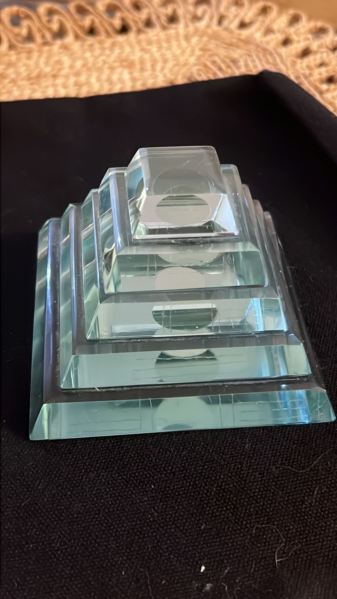 Vintage Tiered Green glass Pyramid