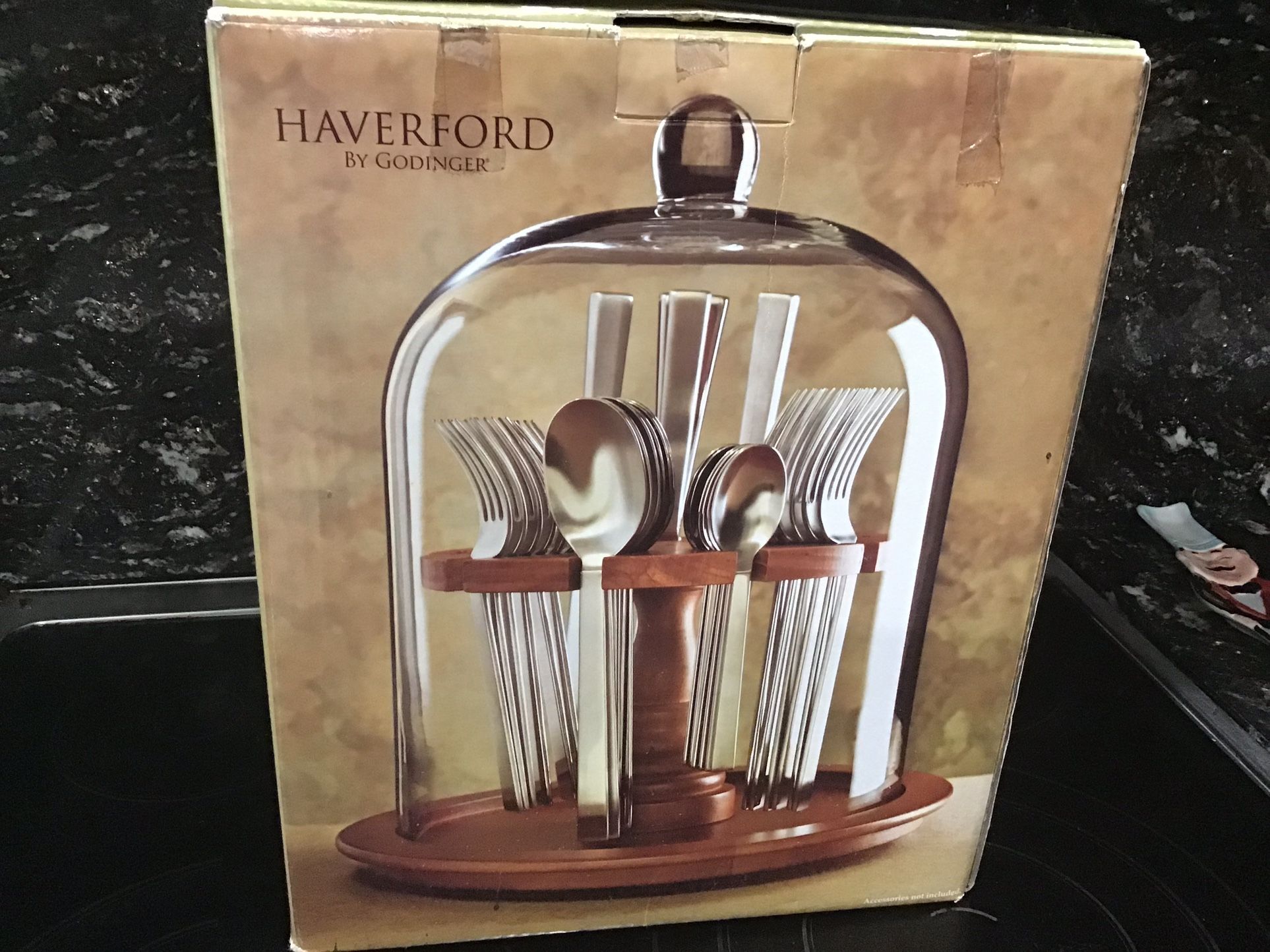 Wood And Glass Section Cutlery Caddie Organizer NEW $REDUCED$ $65