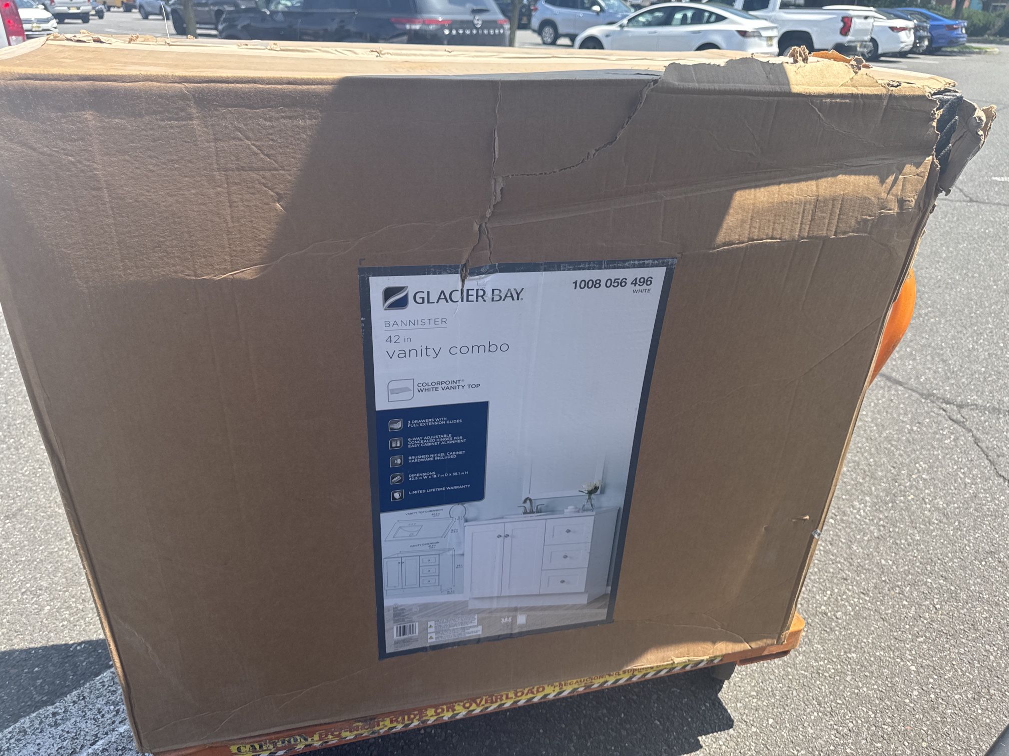 Brand New Bannister 42in Bathroom Assembled Vanity with White Marble Top See Description