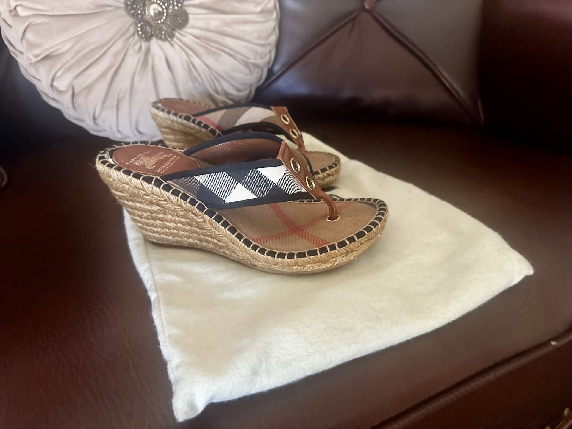 Authentic Burberry Burberry Espadrilles Sandals 100% Authentic Burberry Wedges Sandals Size 37