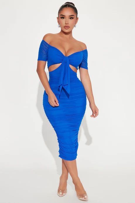 Fashion Nova Blue Midi Dress / Vestido Azul