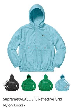 Supreme / LACOSTE Reflective Grid Nylon Anorak SS18 for Sale in