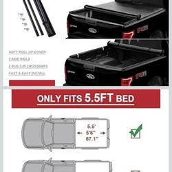 CAPSER F150 5.5 FT Soft Roll Up Tonneau Cover Compatible with 2015-2025 Ford F150 67Inch Truck Bed(incl.F150 Lightning)