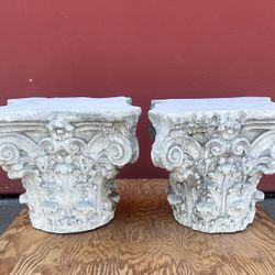 Pair Restoration Hardware Corinthian Column Pedestal Tables