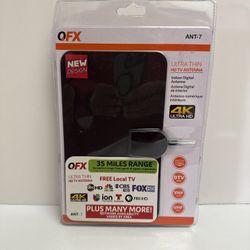 QFX ANT-7 35 Mile HD DTV UHF VHF FM Flat Indoor Antenna for Local channels