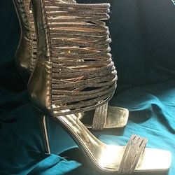 Azalea Wang Cicely Rhinestone Gladiator Strappy Sandal In Gold Size 12 
