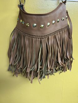 Deb & Dave Crossbody Bag Purse Western Fringe Studded Faux Leather Small