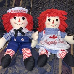VINTAGE RAGGEDY ANN & ANDY CLOTH DOLLS - Pair Of 2 - Mint Condition! A Great Rare Gift(s)! :)