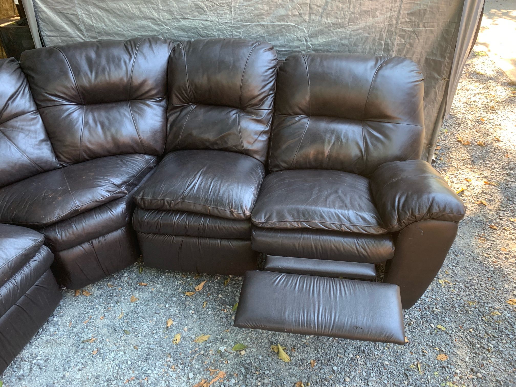Black Recliner Couches And two Small Tables 600 or give me best offer