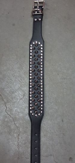 Black Leather Studded Dog Collar