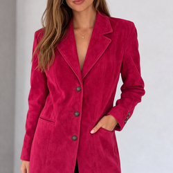 D&Co Genuine Leather Suede Jacket Fuchsia Pink Women’s Sz M Washable Chic