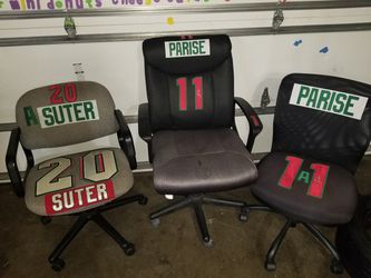 Three homemade office chairs for mancave or garage