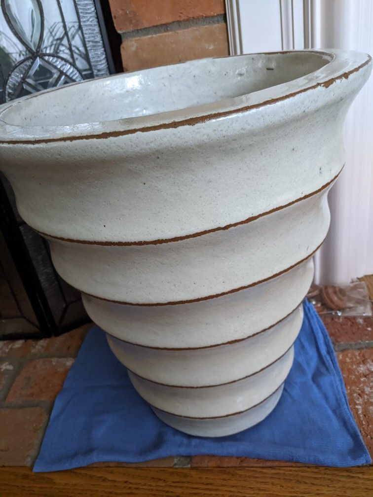 Plant Pot Glazed Clay Heavy 18"Hx16"W New