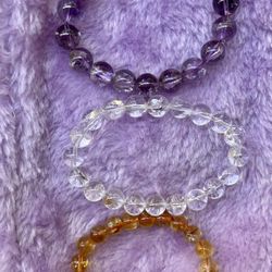 Purple Yellow Rainbow Crystals Bracelets