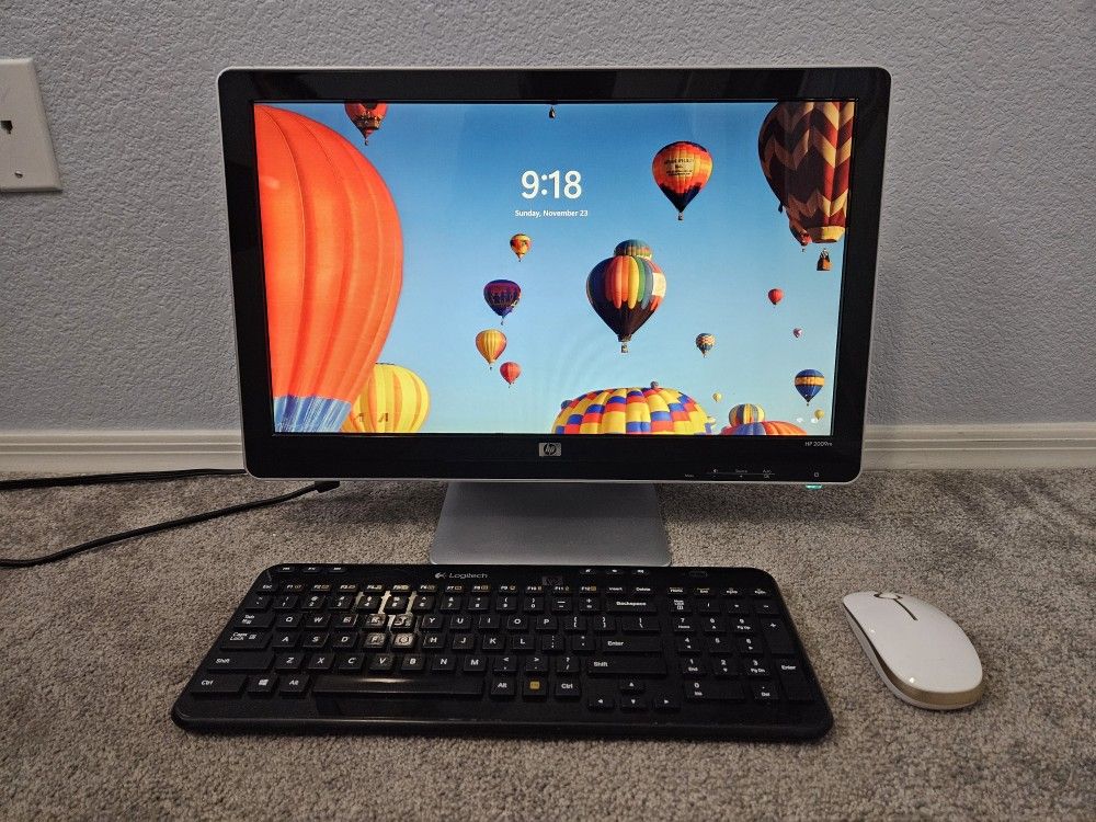 20-inch HP LED monitor, wireless keyboard, wireless mouse.