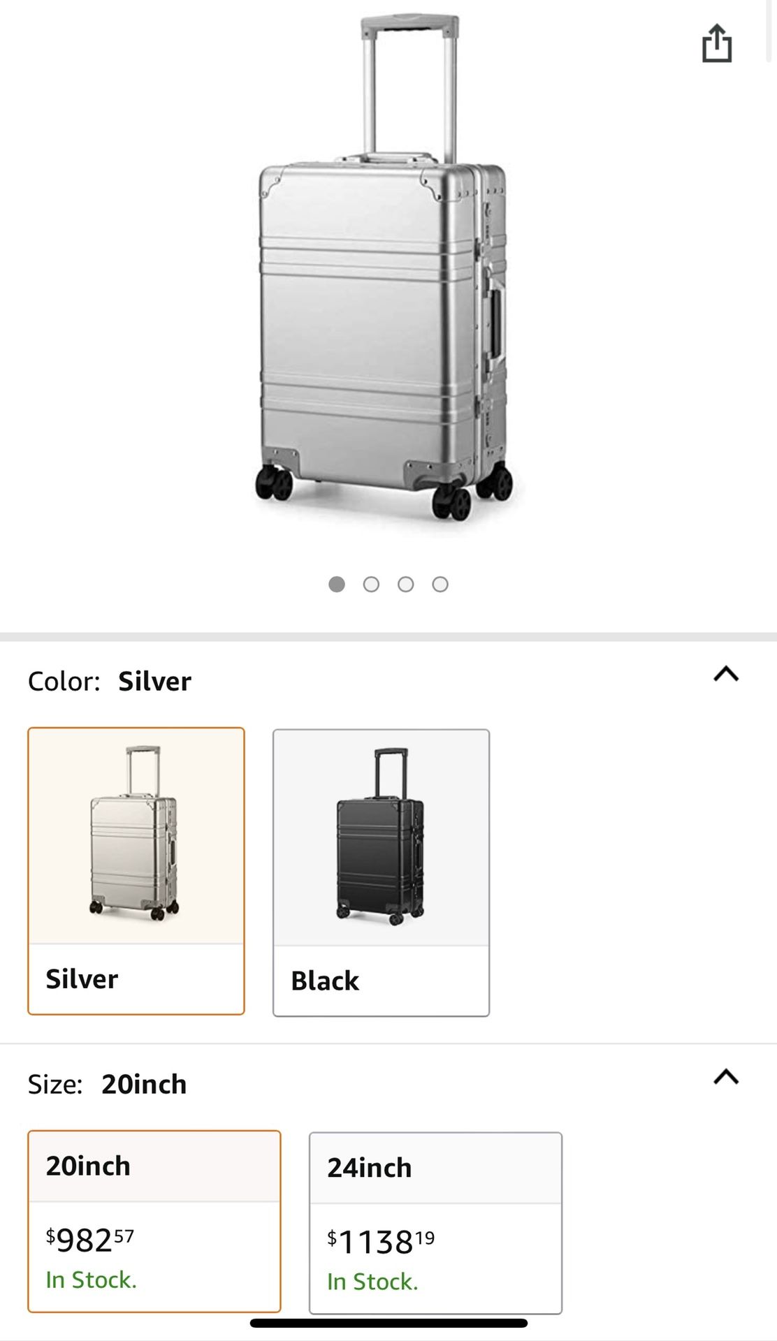 Luggage Aluminum Carry-on Silver or Black