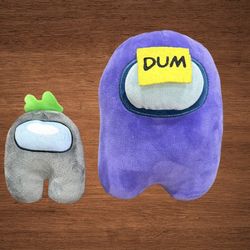 AMONG US TOIKIDO PURPLE PLUSH “DUM”8”. GREY PLUSH 4”
