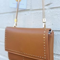 New Súper Chic Brown  & Gold Studded  Faux Leather Crossbody Bag