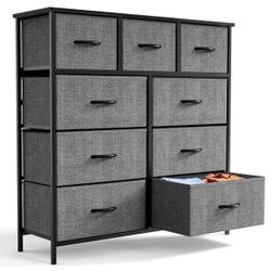 9-Drawer Fabric Storage Dresser – Grey – New in Box