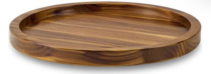 18" Acacia Wood Lazy Susan Organizer Kitchen Turntable for Cabinet Pantry Table Organization.  Brand New