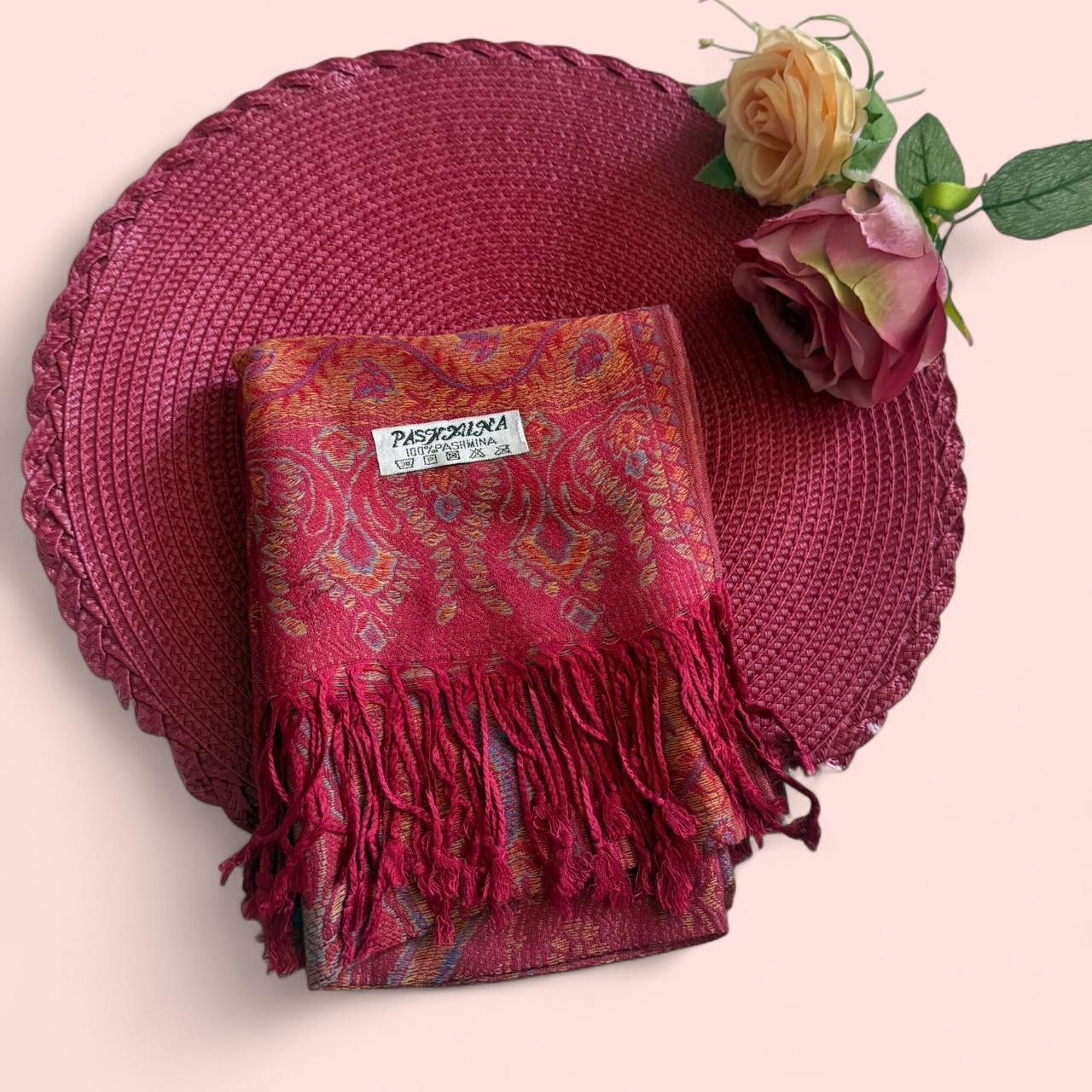 New | Red Multicolor Pashmina Shawl