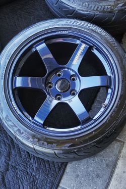 Volk Racing TE37 Saga 17x10 +47 5x114.3 Mag Blue (S2000 Spec) w/ Center Caps