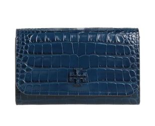 TORY BURCH BRITTEN SHINY EMBOSSED ENVELOPE WALLET OR CROSSBODY !