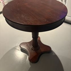 Wooden Round Pedestal Side Table