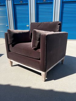 Brand New. Modern Farmhouse Arm Chair, Deep Brown Velvet. $349