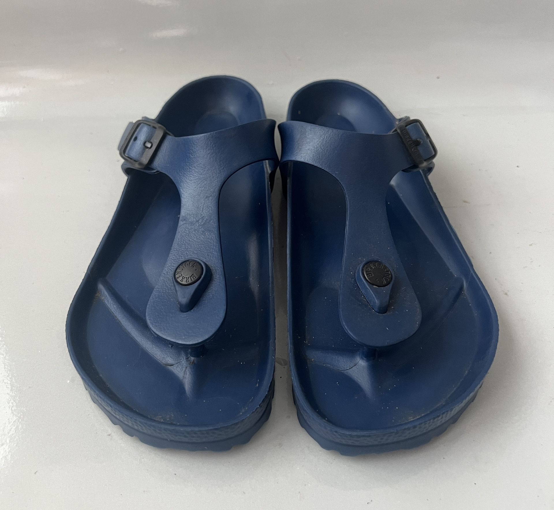 Birkenstock Women's Flip Flops Gizeh Blue Rubber Thong Sandals Size 38