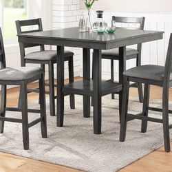 GREY 40x40 COUNTER HEIGHT DINING TABLE SET 