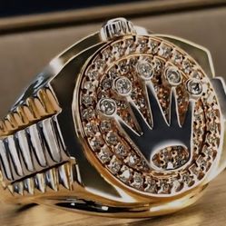 mens 18 k solid gold rolex ring