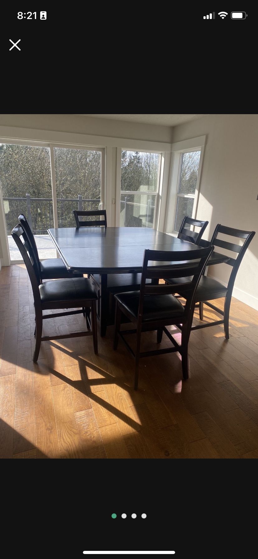 Countertop High Wood Dining Table And 6 Chairs