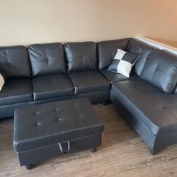 New Sectional + Storage Ottoman  — Left or Right Chaise — Delivery Available 