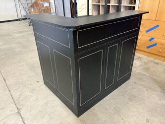 Contemporary Black L-Shaped Bar or Reception Counter with Recessed Panel Detailing