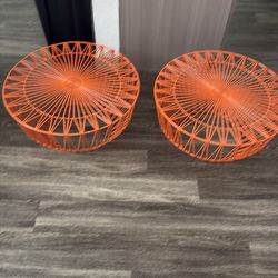 Modern Orange Wire End Tables — Set of 2