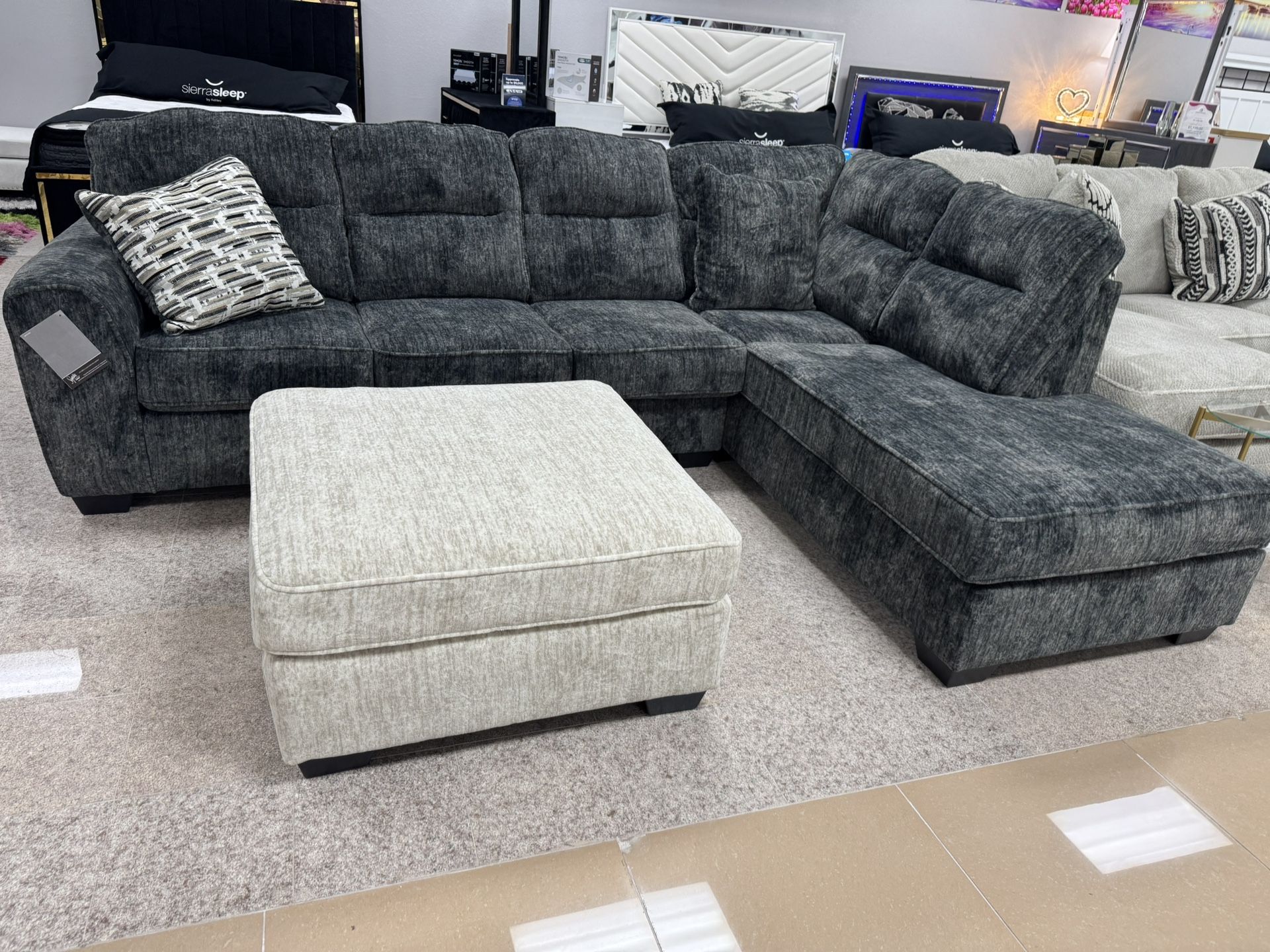Lonoke Sectional Dark Grey And Beige