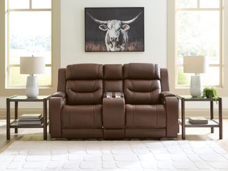 Dreamer Brown Power Reclining Loveseat with Audio Seating