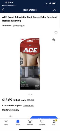 ACE Brand Adjustable Back Brace, Odor Resistant, Resists Bunching