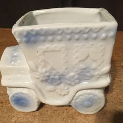 Vintage Planter Pastel Car Planter White And Blue