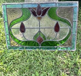 Vintage Stained Glass 25”x16.5”