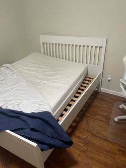 White Bed Frame and Mattress
